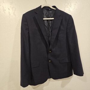 B By Brooks Brothers Navy Blue Blazer Jacket Mens Size 44 Regular Classic Fit.